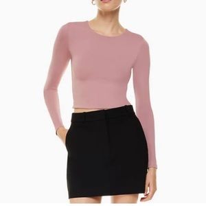 NWT ARITZIA BABATON CONTOUR CREW LONG SLEEVE IN ASHY PINK